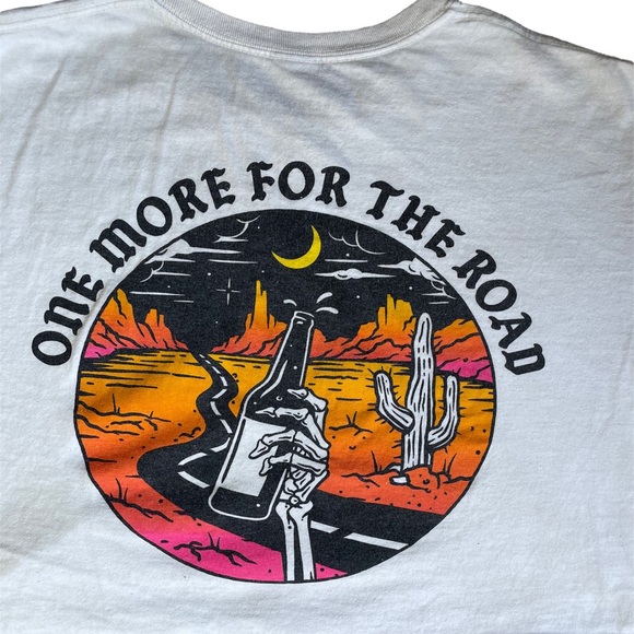 Retrofit Tops - Retrofit “One More For The Road” Graphic Cropped T Shirt Women’s size Large